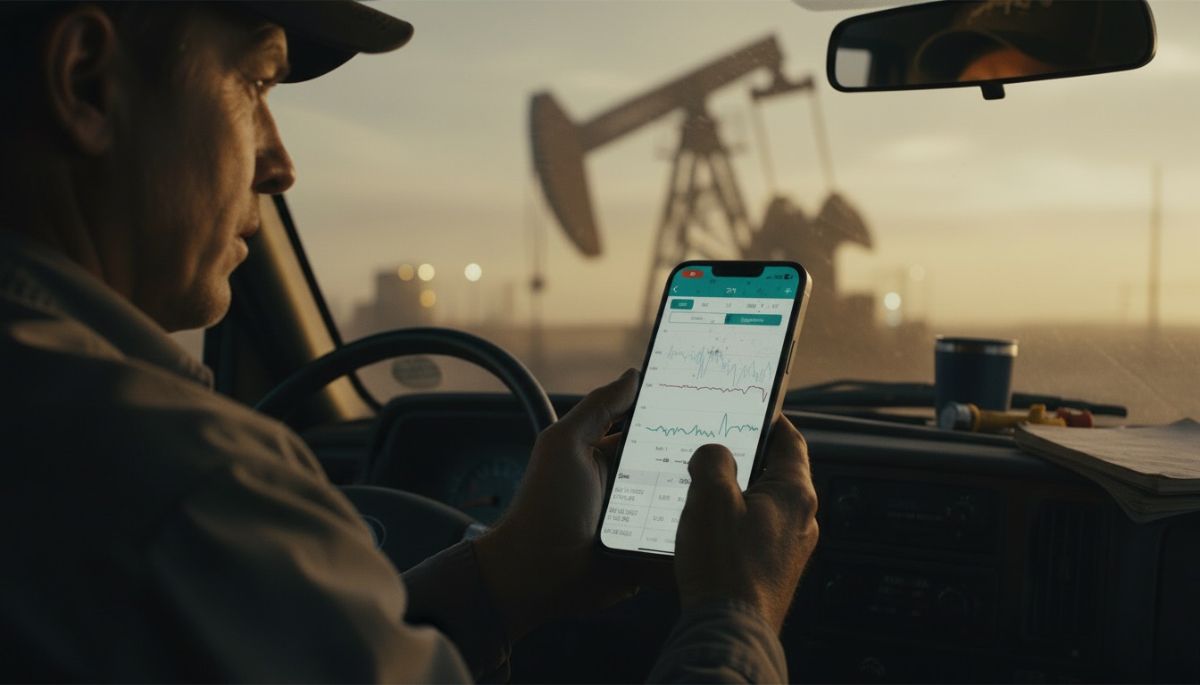 Pumpjack working at dusk